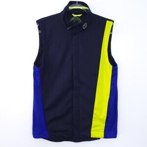 Ian Poulter Golf Vest Jacket Zip Up Men Small Navy Blue, Yellow, Sleeveless